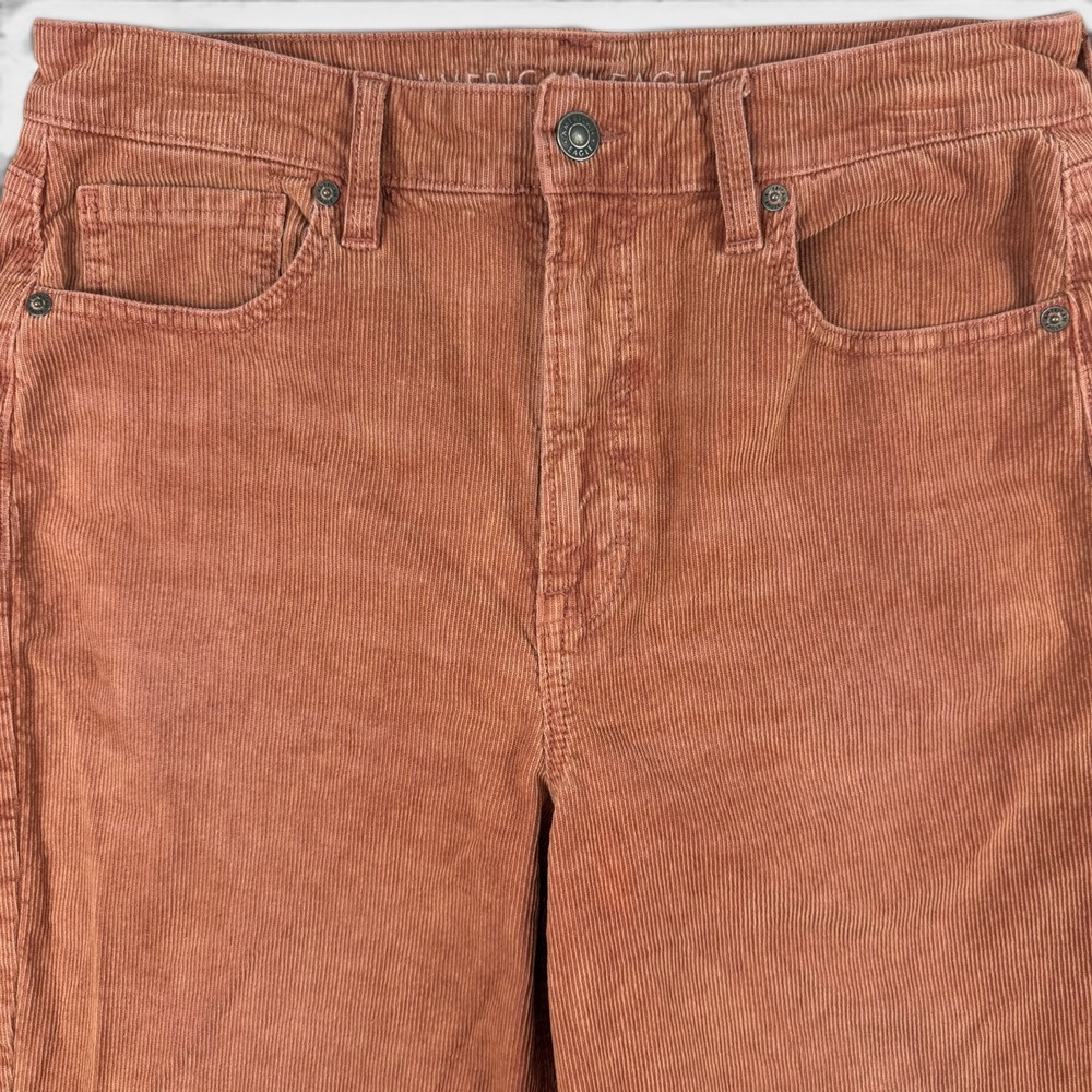 AMERICAN EAGLE Mom Straight Corduroy Jeans Womens 12 Long Rust High Rise Casual - Picture 4 of 10
